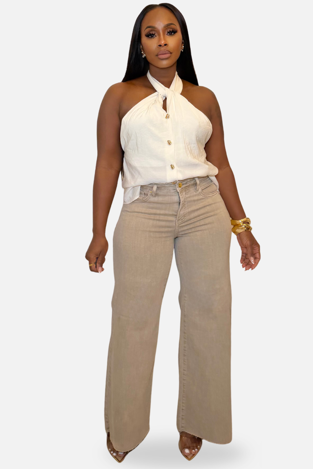 The Neutral Ground Wide-Leg Denim [Beige]