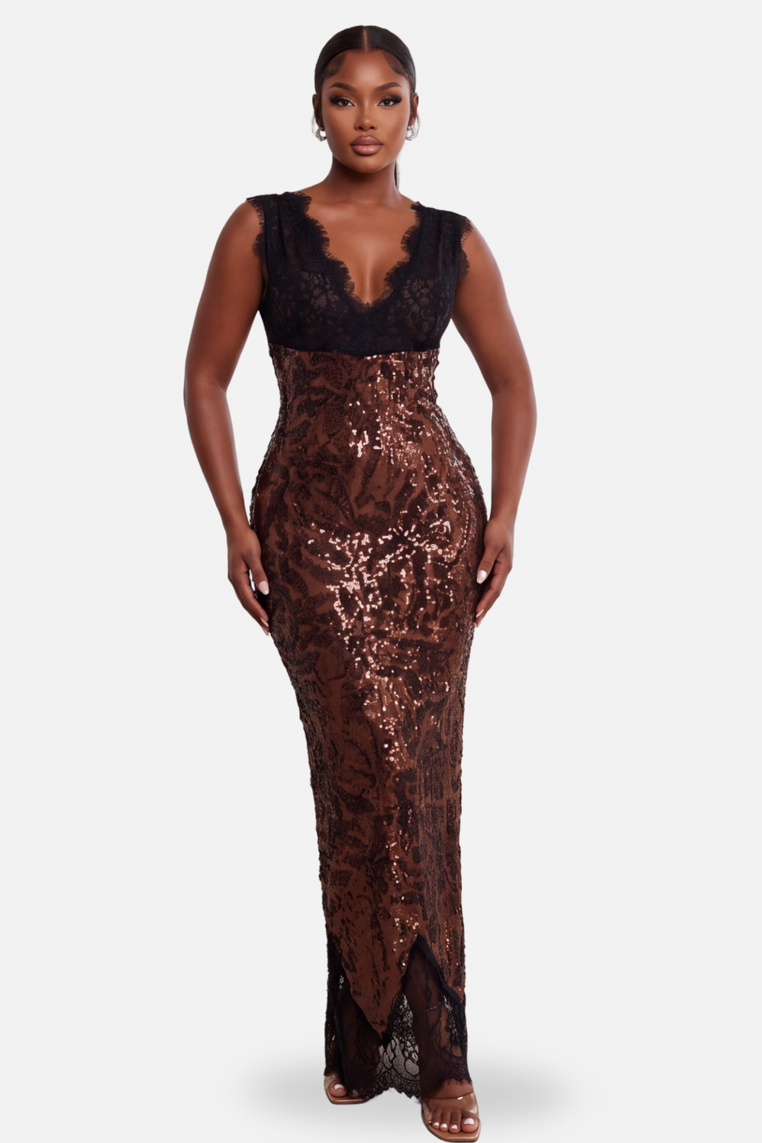 The Midnight Bronze Lace Gown [Bronze]
