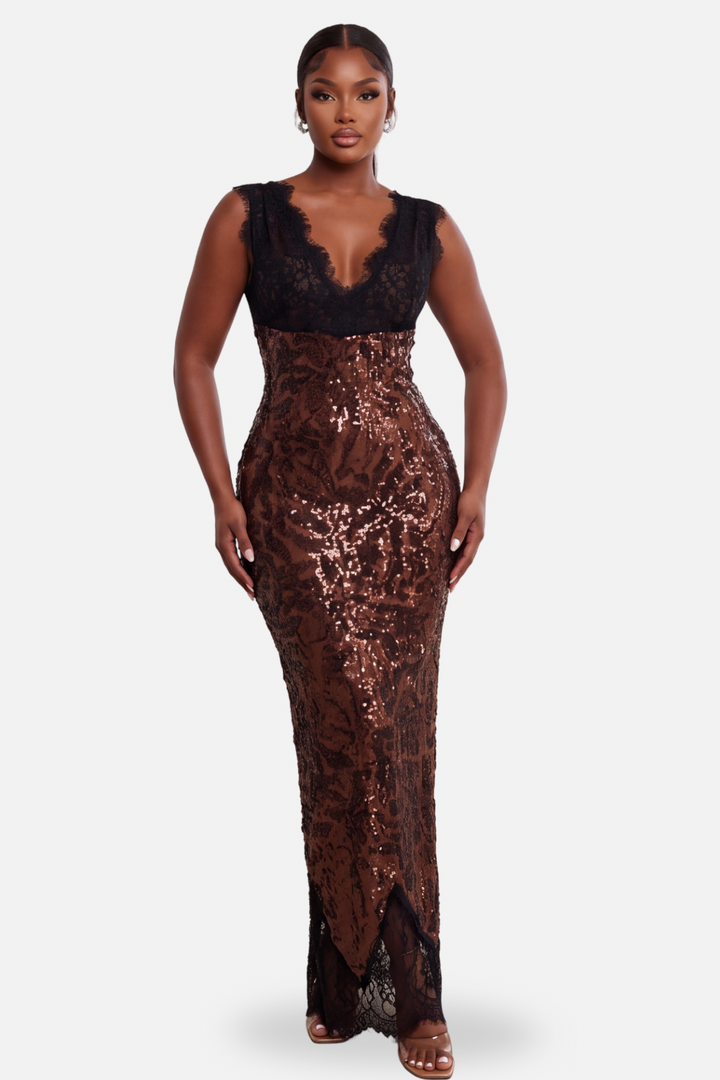 The Midnight Bronze Lace Gown [Bronze]