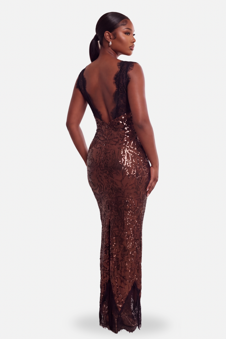 The Midnight Bronze Lace Gown [Bronze]