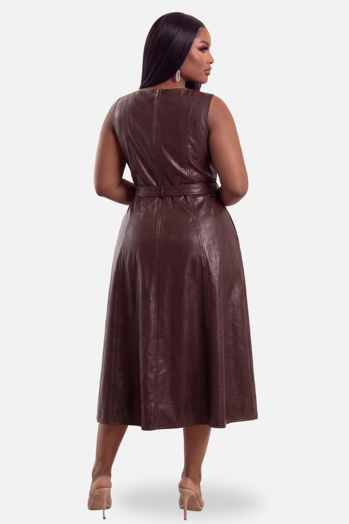 The Espresso Edge Midi Dress [Chocolate]