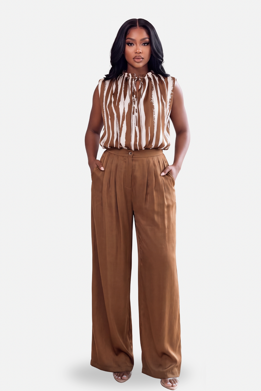 The Zurich Pant Set [Mocha/Cream]