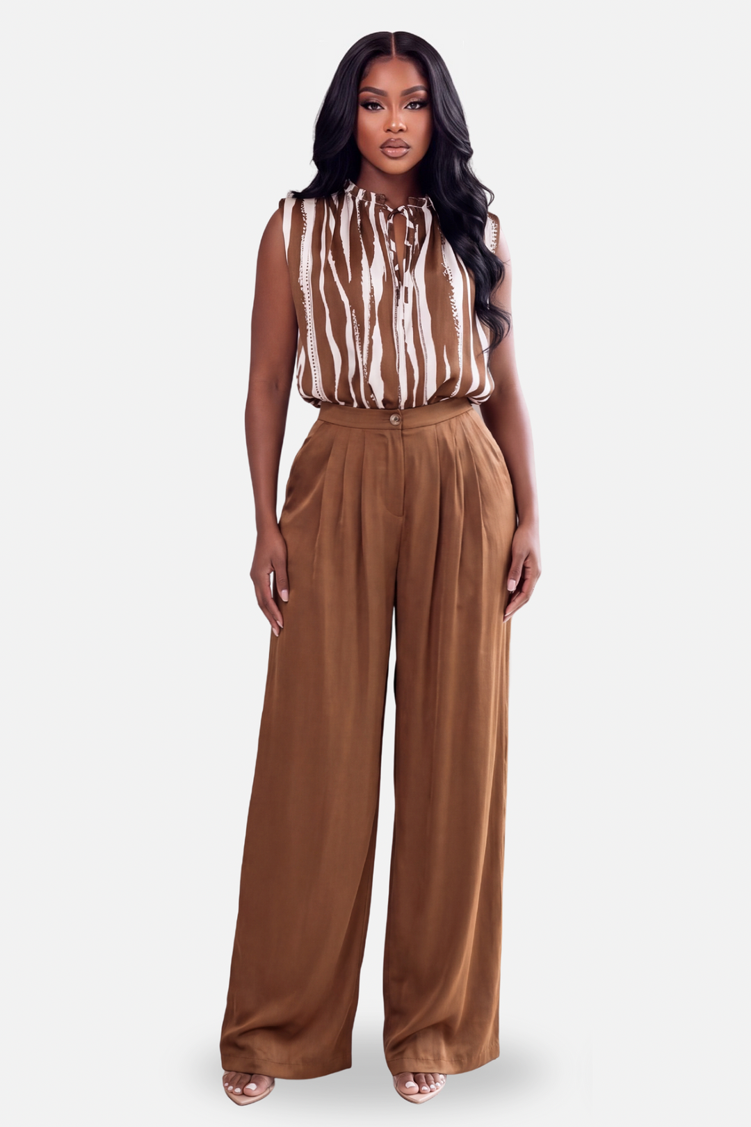 The Zurich Pant Set [Mocha/Cream]