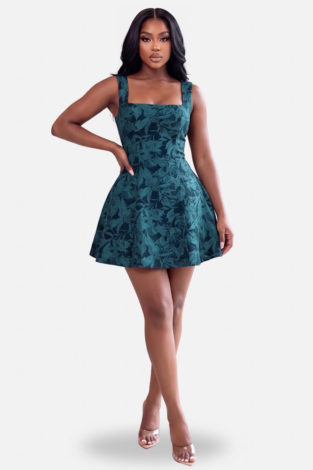 The Daphne Jacquard Mini Dress [Emerald]