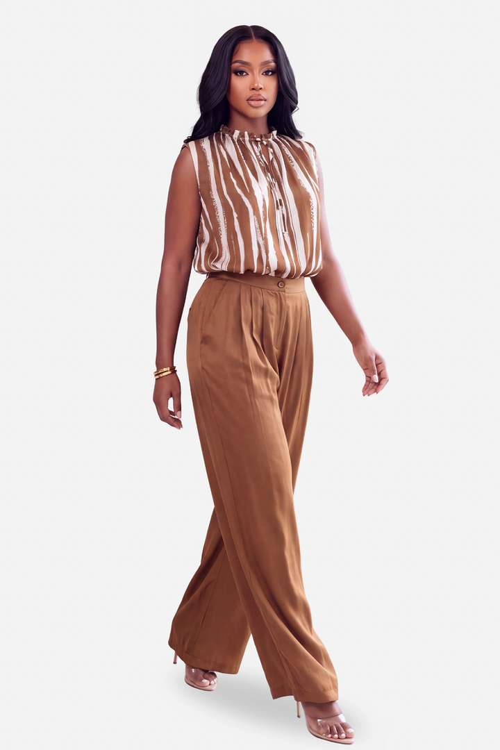 The Zurich Pant Set [Mocha/Cream]