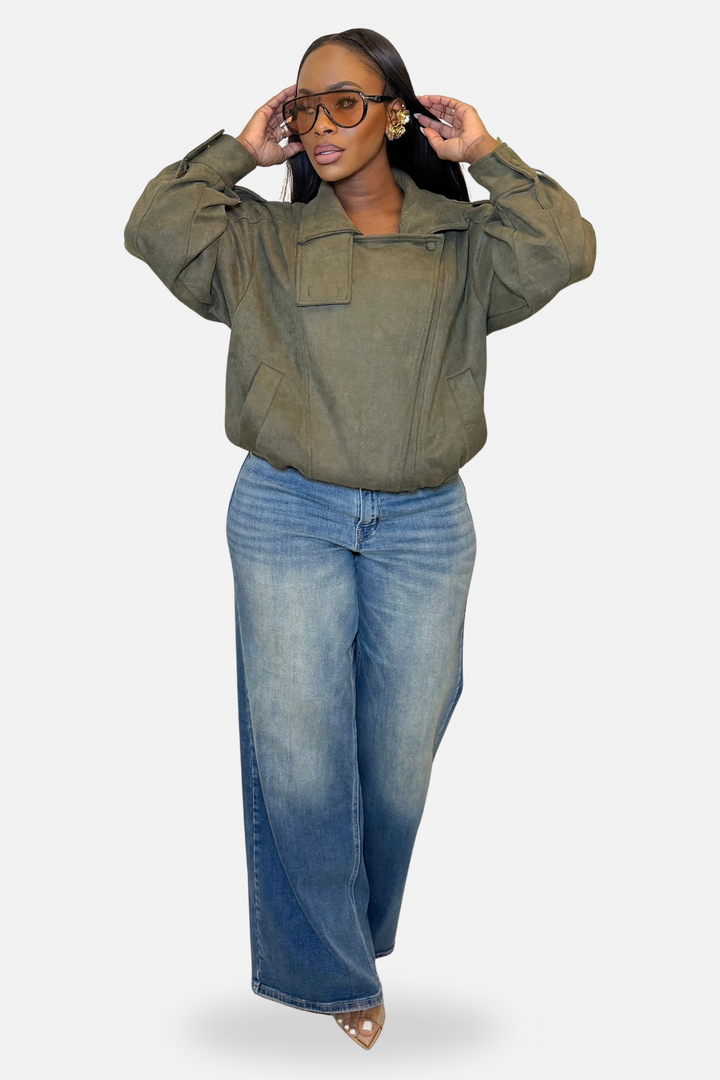 The Off-Duty Luxe Suede Jacket [Olive]