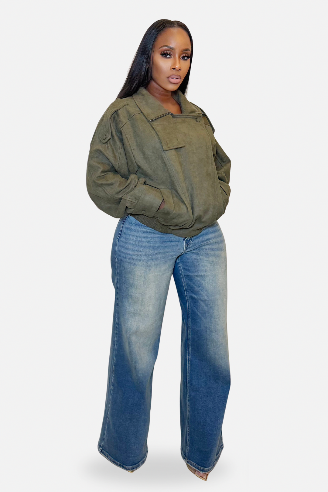 The Off-Duty Luxe Suede Jacket [Olive]