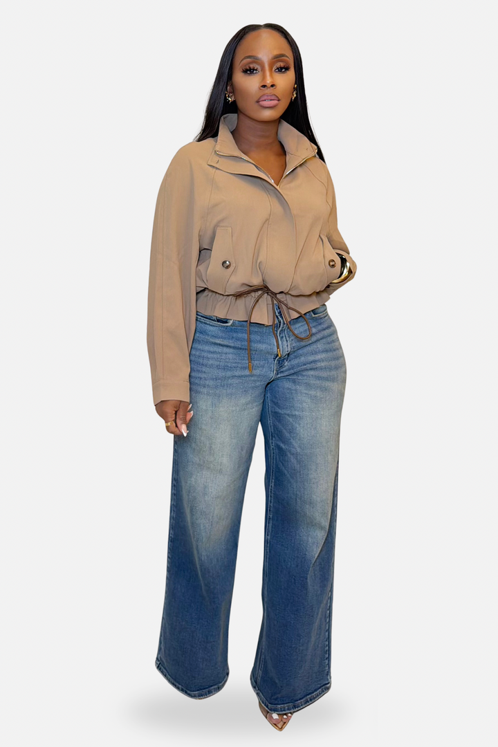 The City Ease Drawstring Jacket [Taupe]