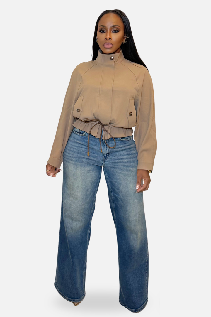 The City Ease Drawstring Jacket [Taupe]