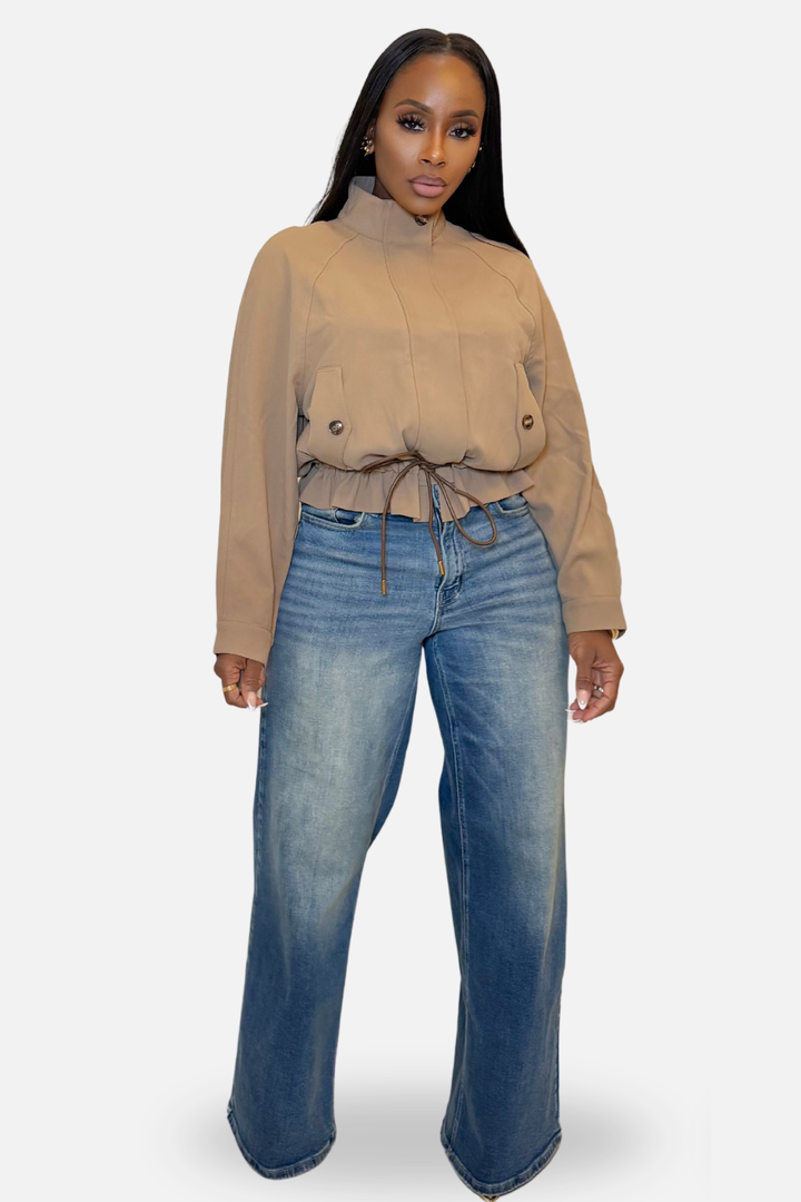 The City Ease Drawstring Jacket [Taupe]