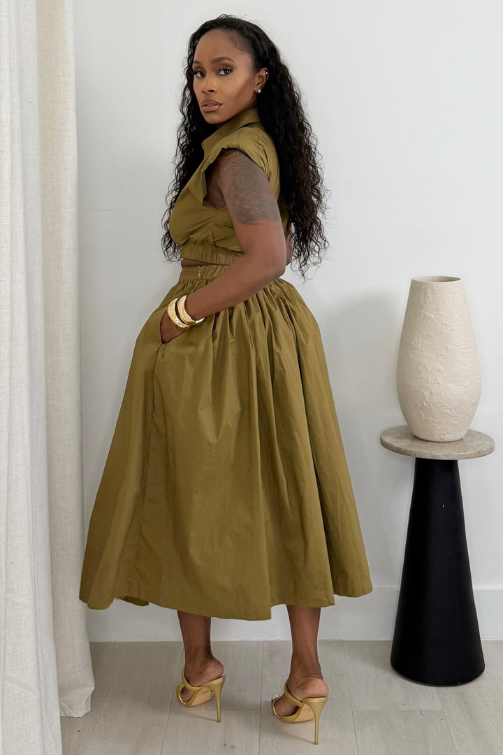 The Olive Luxe Skirt Set (Olive)