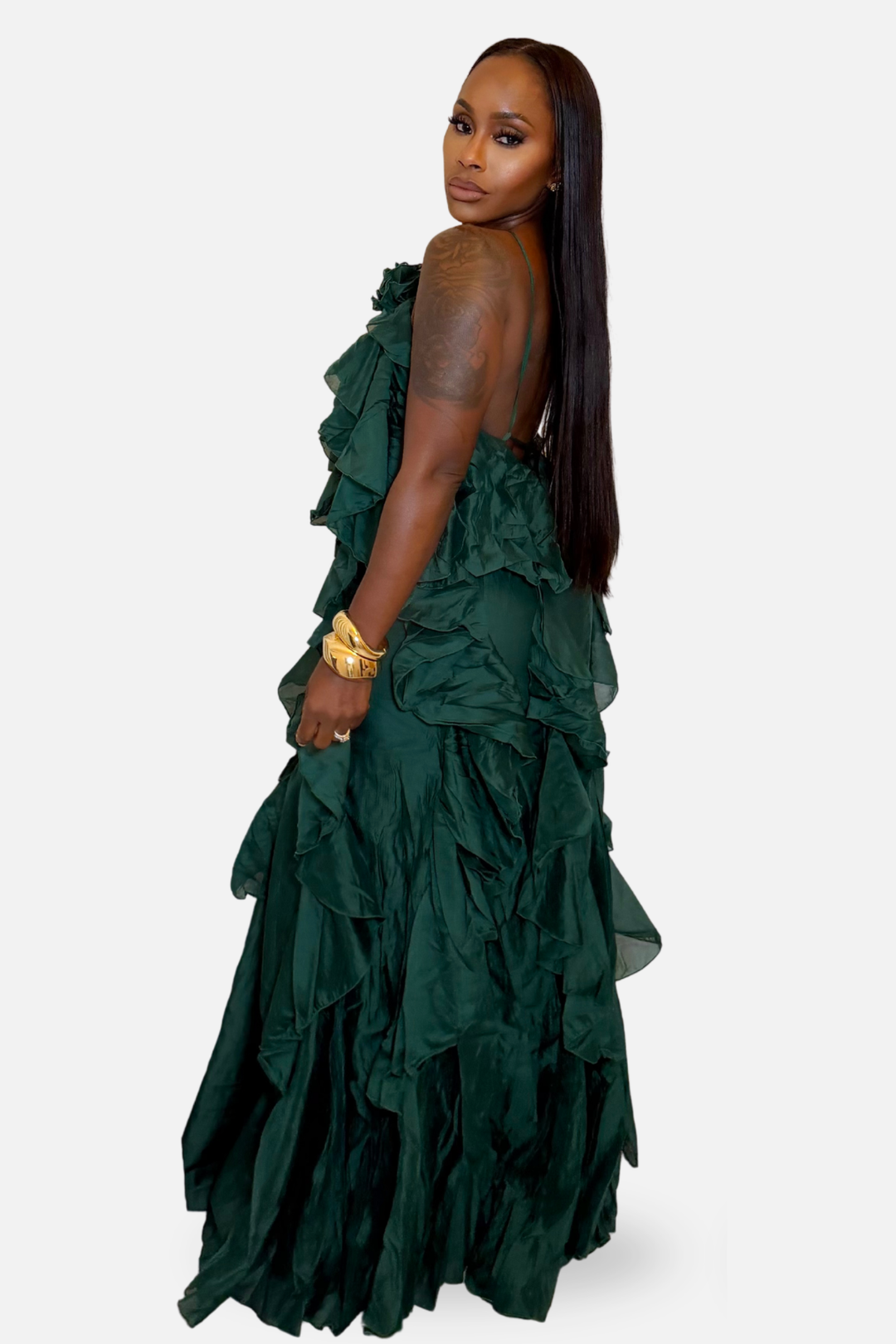 The Cosima Tiered Halter Dress [Emerald]