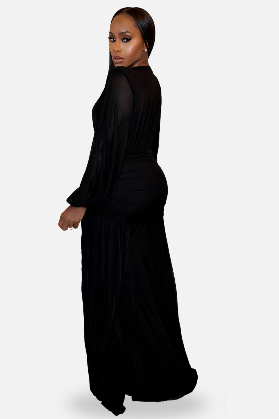The Chloe Draped Maxi Dress [Black]