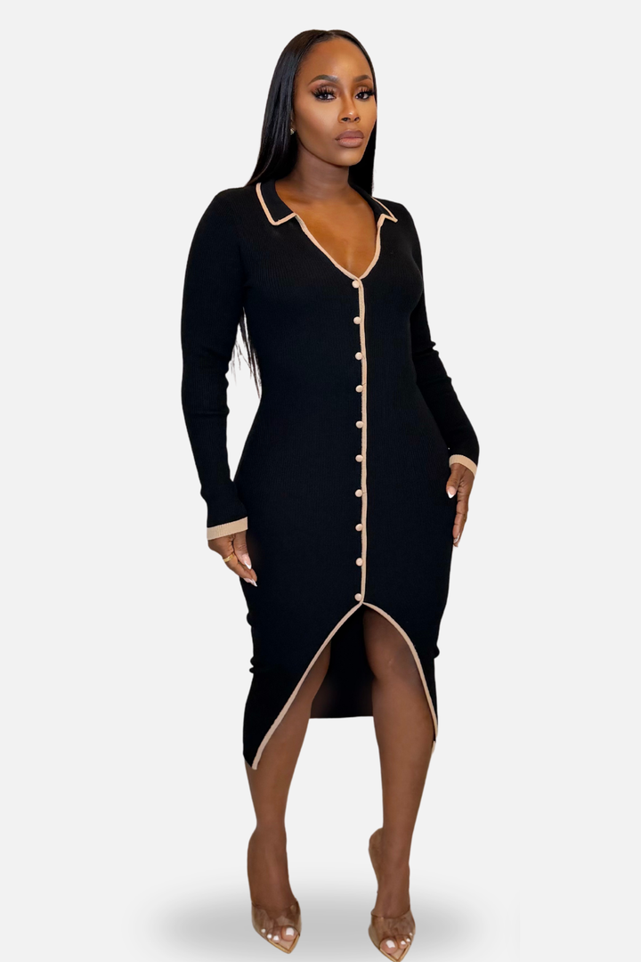 The Maya Knit Dress [Black/Tan]