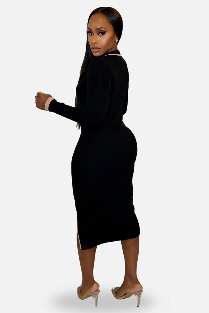 The Maya Knit Dress [Black/Tan]