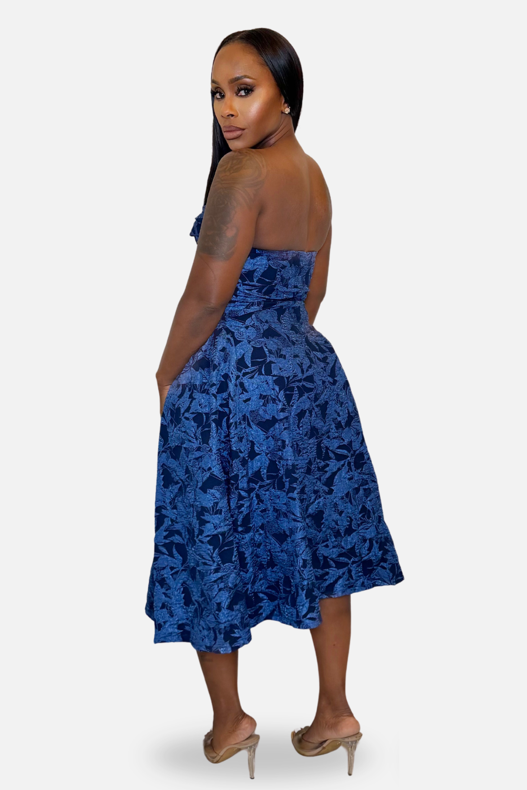 The Valentina Jacquard Midi Dress [Royal Blue]