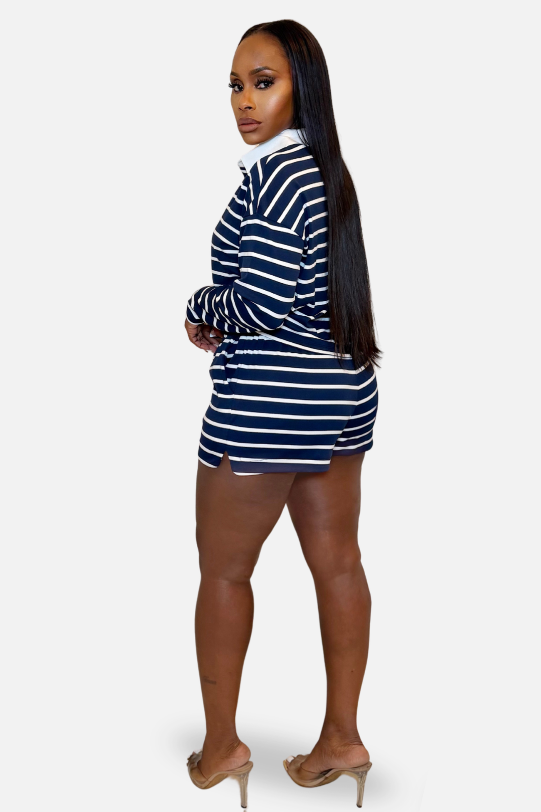 The Aspen Striped Short Set [Navy/White]