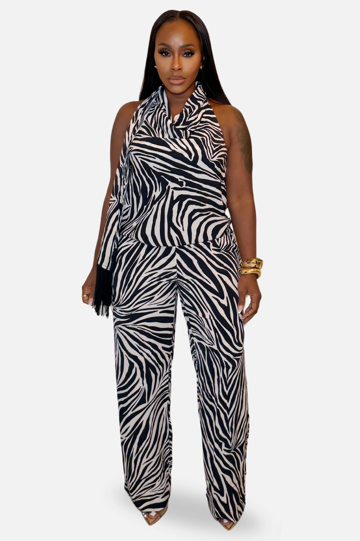 The Paloma Zebra Pant Set [Black\White]