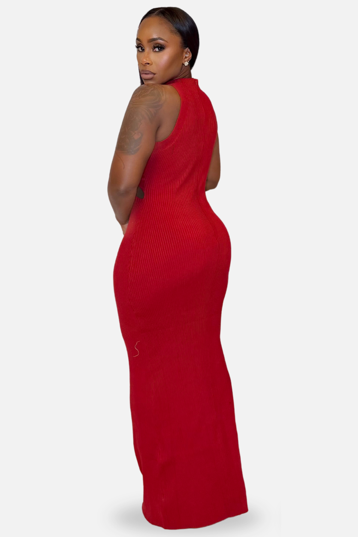 The Scarlett Ribbed Cutout Maxi Dress [Wine]