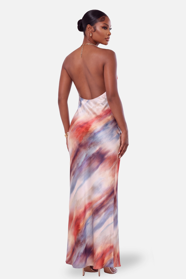 The Aaliyah Printed Satin Maxi Dress[Multi]