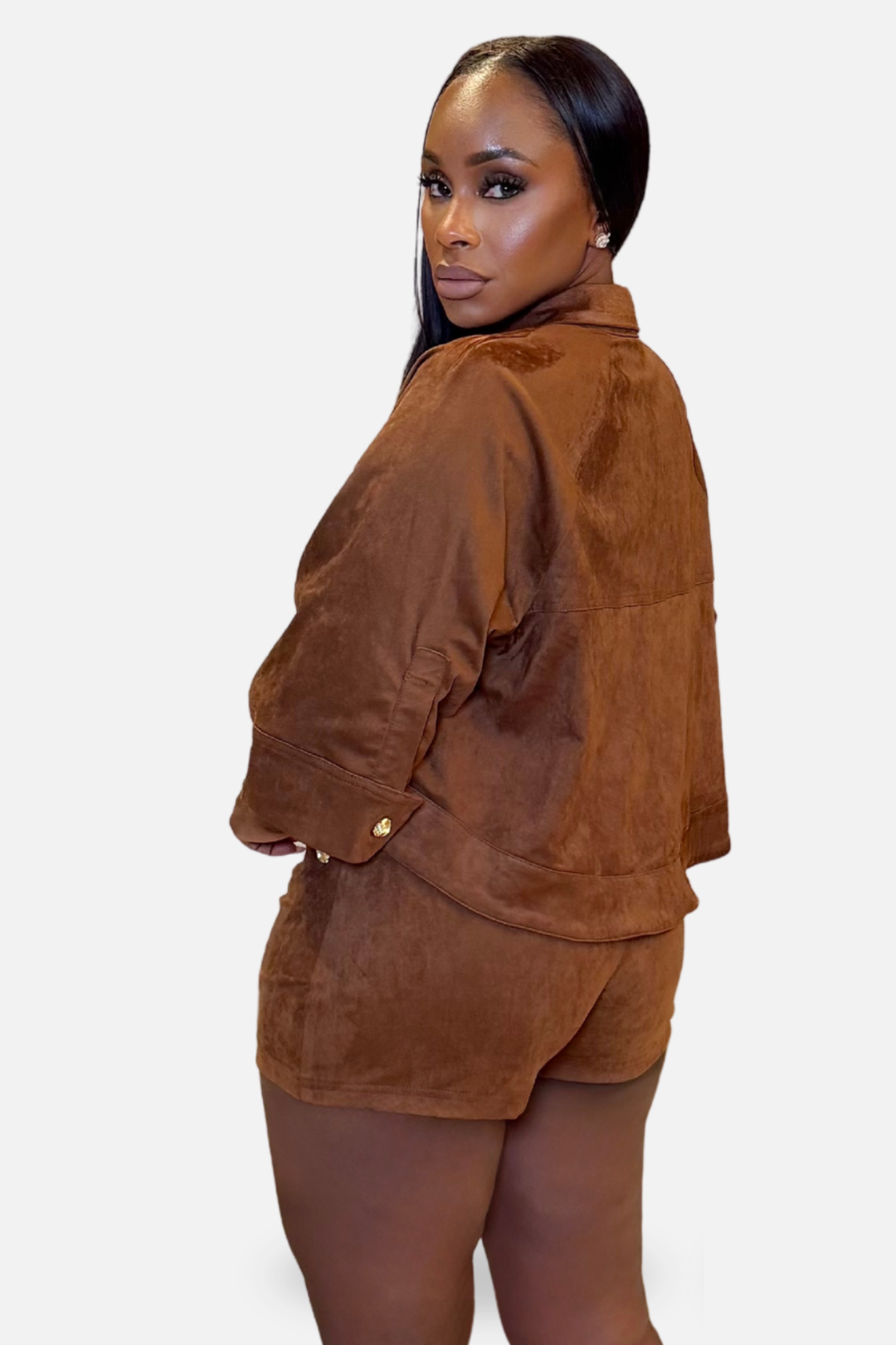 Sienna Luxe Suede Skort Set [Cognac]