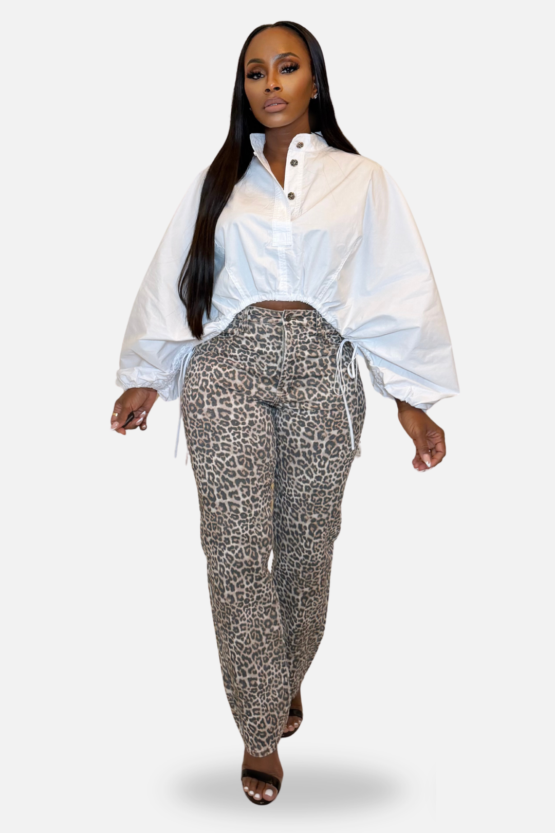 The Wild Instinct Straight-Leg Denim Jeans [Leopard Print]