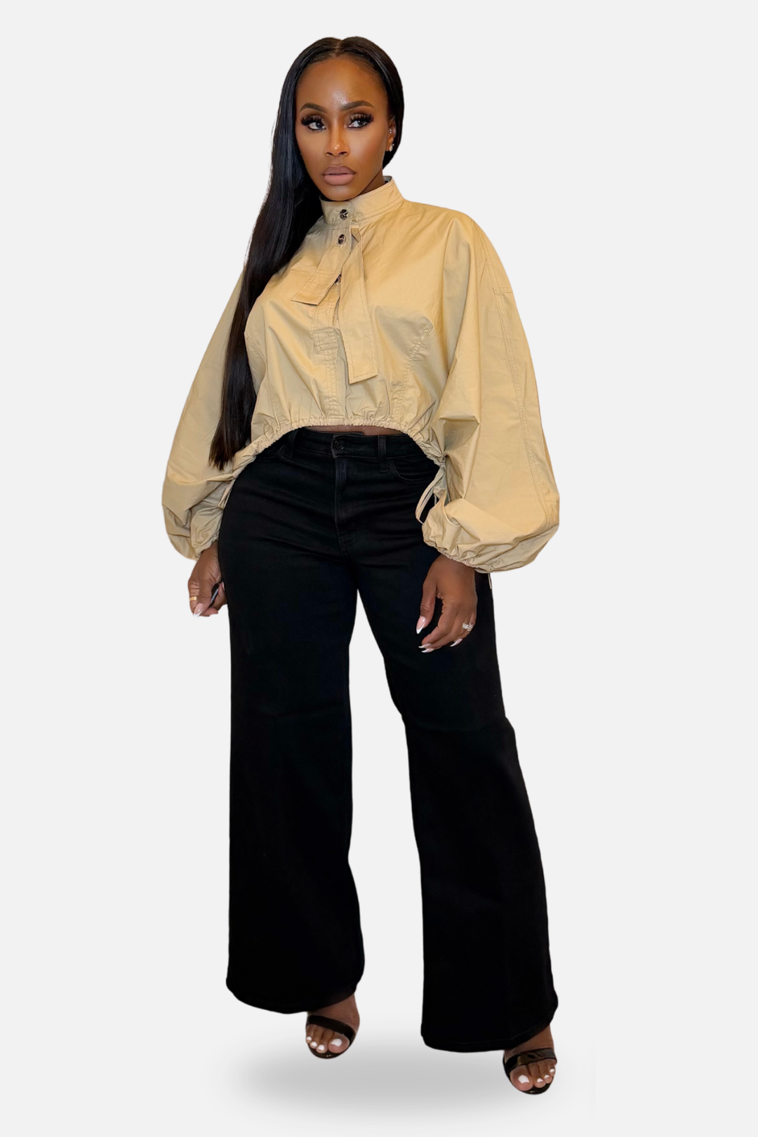 The Midnight Muse Wide-Leg Denim Jeans [Black]