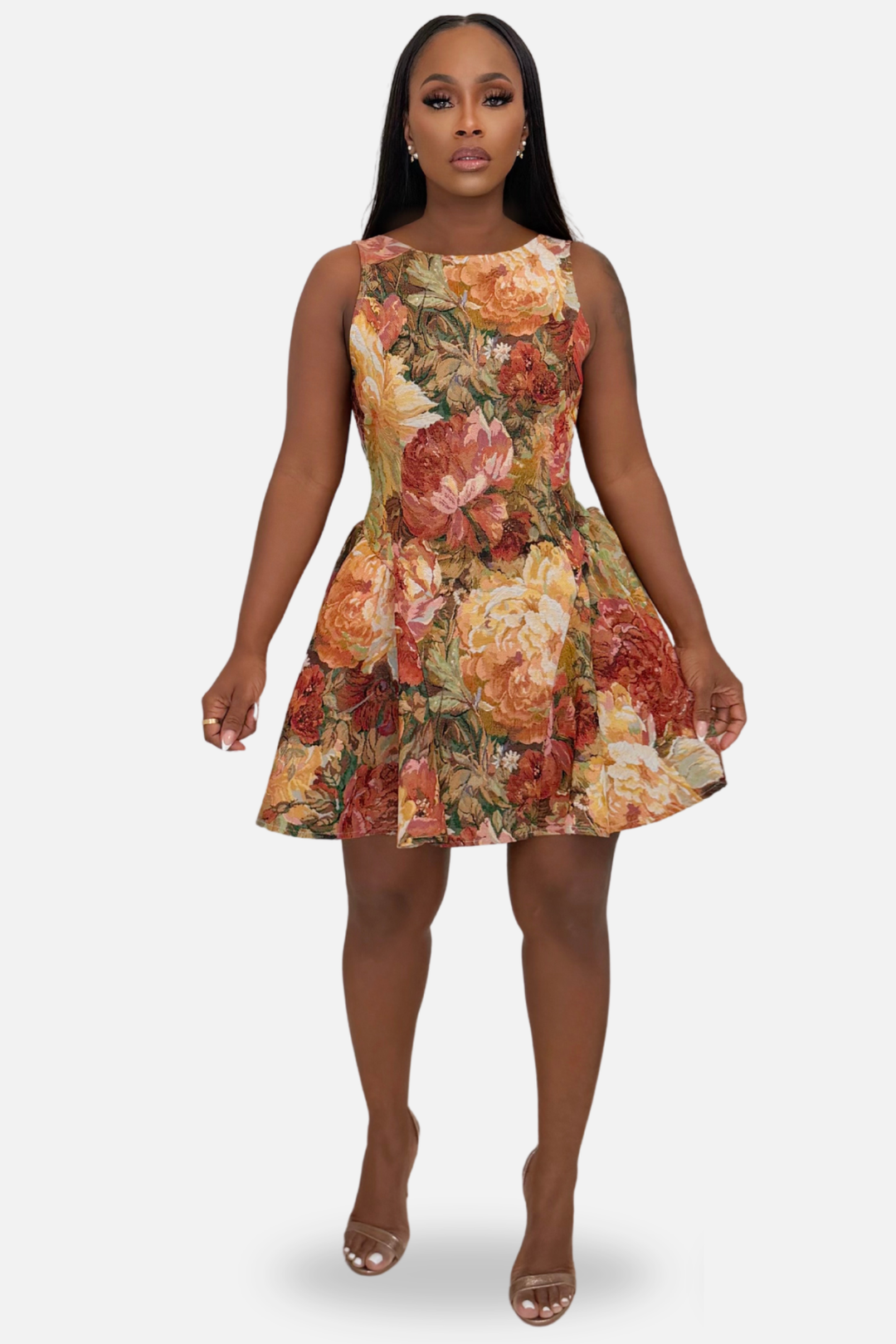 The Rosalie Floral Fit &amp; Flare Mini Dress [Multi]