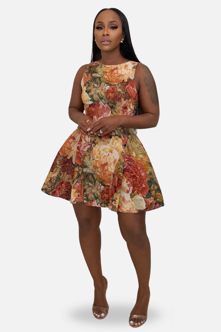 The Rosalie Floral Fit &amp; Flare Mini Dress [Multi]