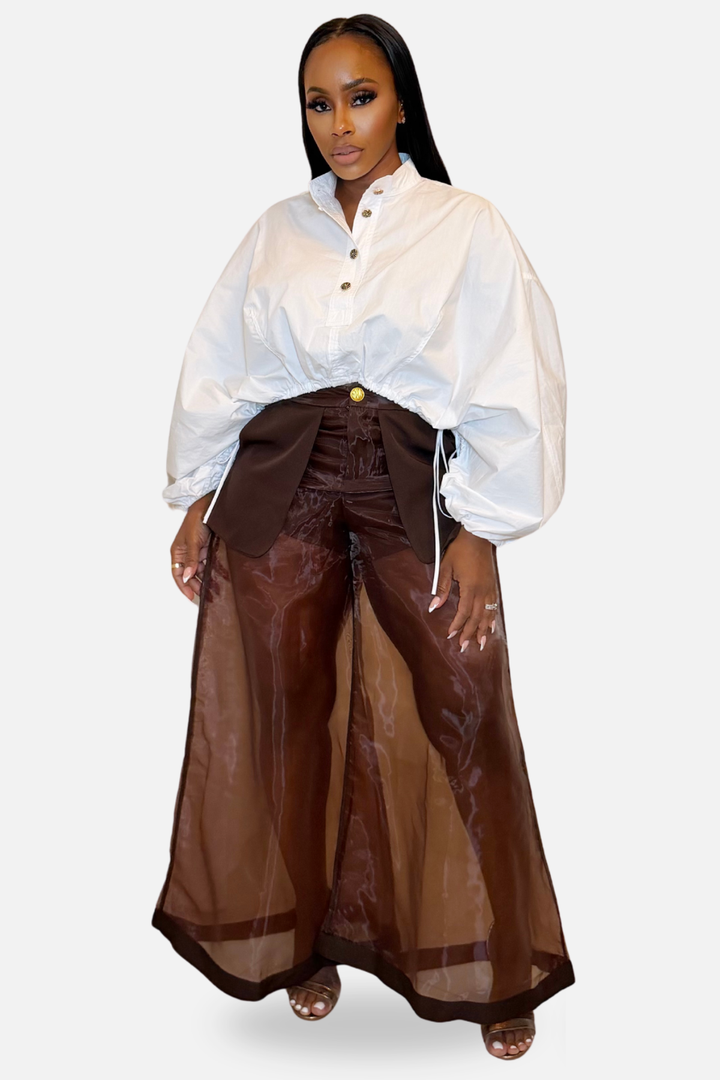 The Sloane Sheer Wide-Leg Pants – Chocolate Brown