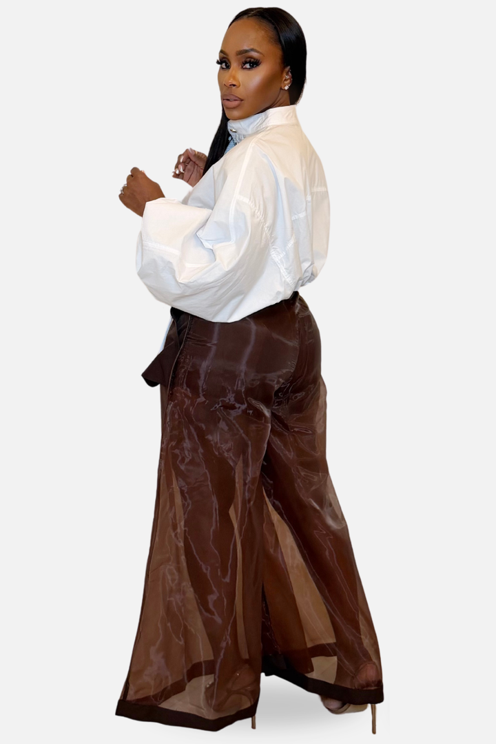 The Sloane Sheer Wide-Leg Pants – Chocolate Brown