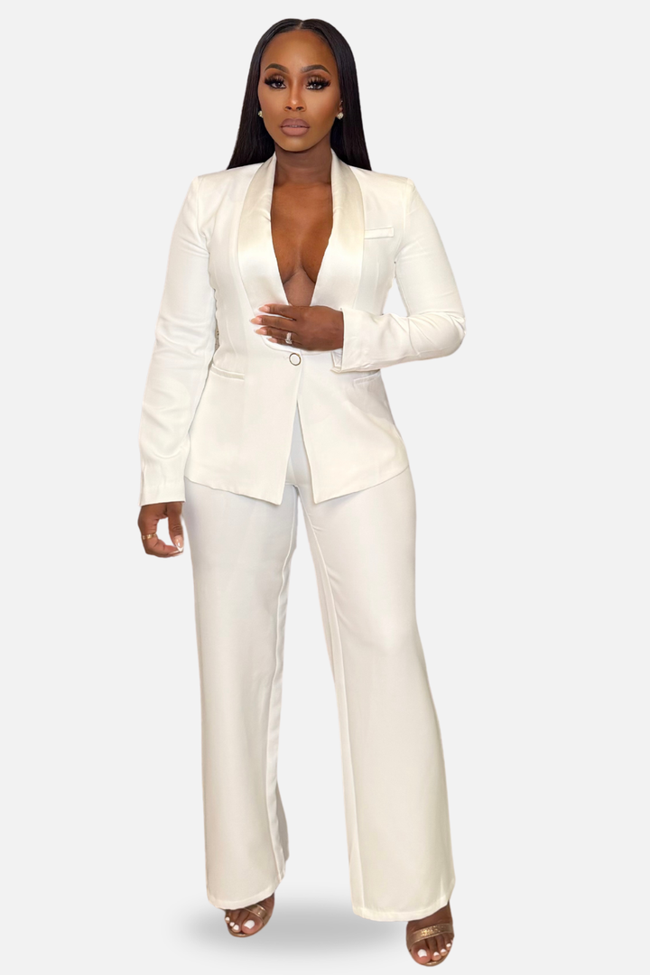 The Milano Tailored Blazer &amp; Pant Trouser Set – Ivory