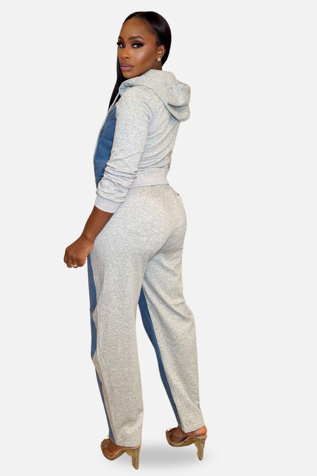 The Denim Luxe Hoodie &amp;amp; Jogger Set – Blue/Grey
