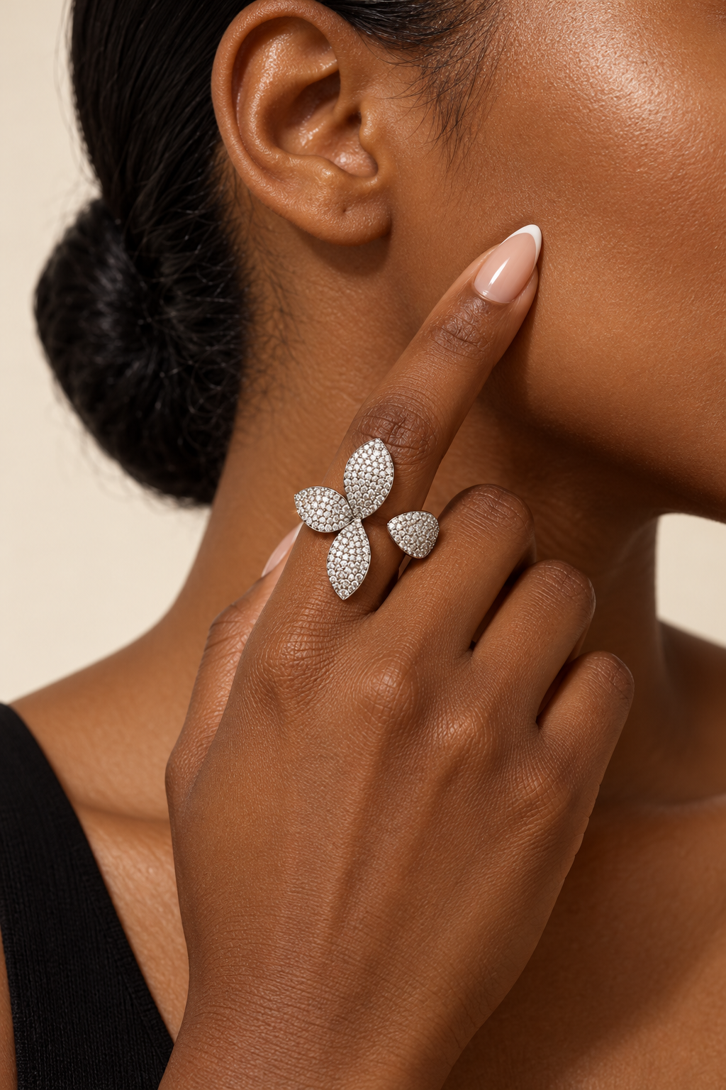 Silver Petal Radiance Ring