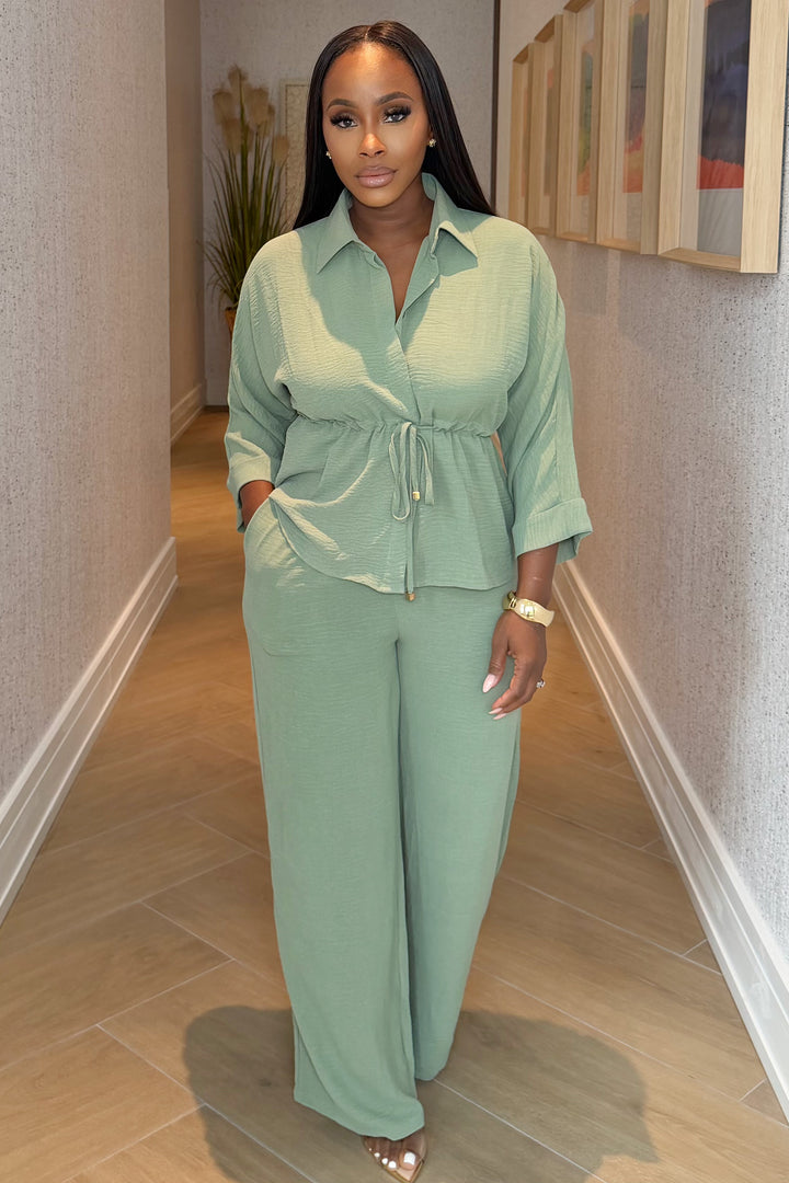 Sienna Chic Pant Set [Sage]