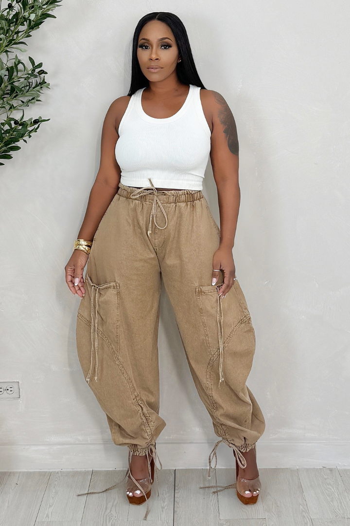 New Trend Barrel High Waist Denim (Mocha)