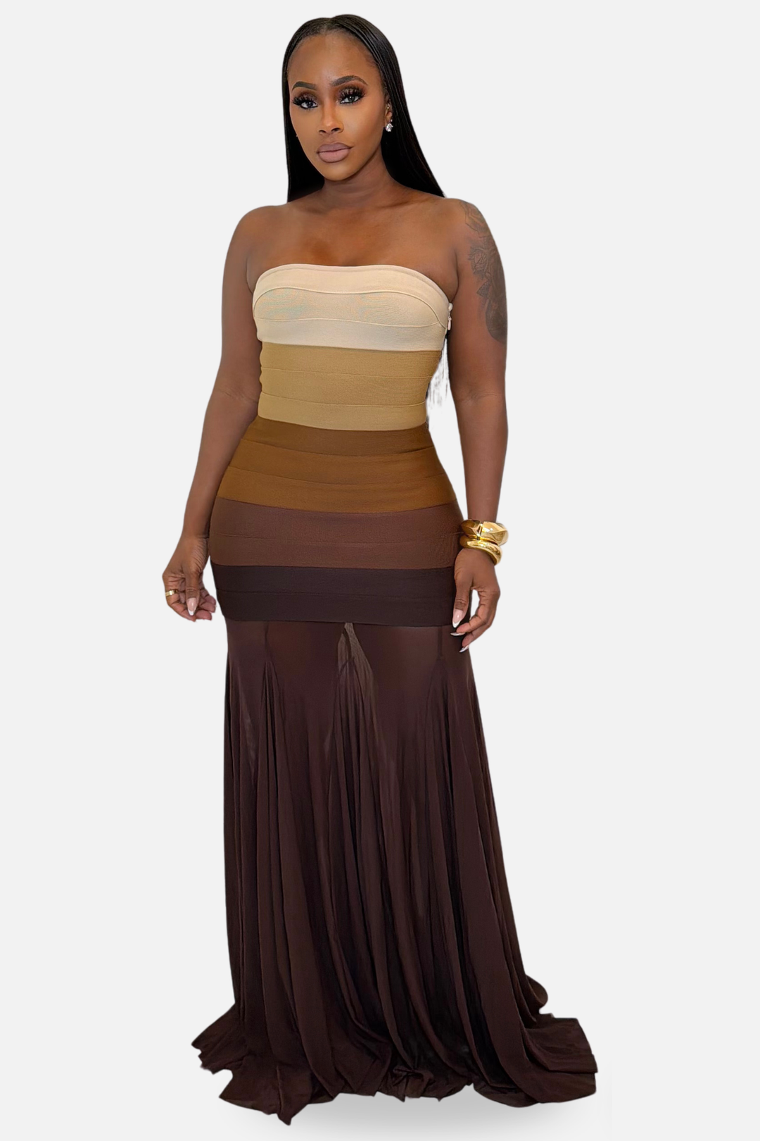 Mocha Muse Ombre Maxi Dress (Brown Multi)