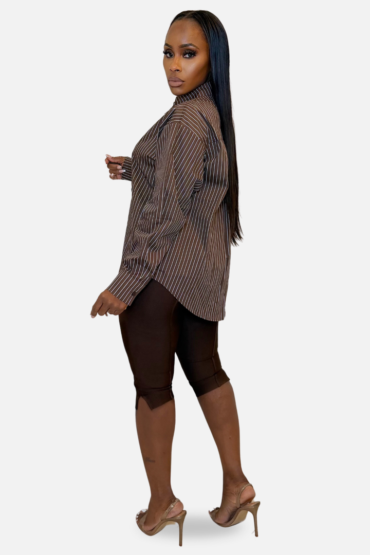 Sculpted Bandage Capri Leggings [Chocolate Brown]