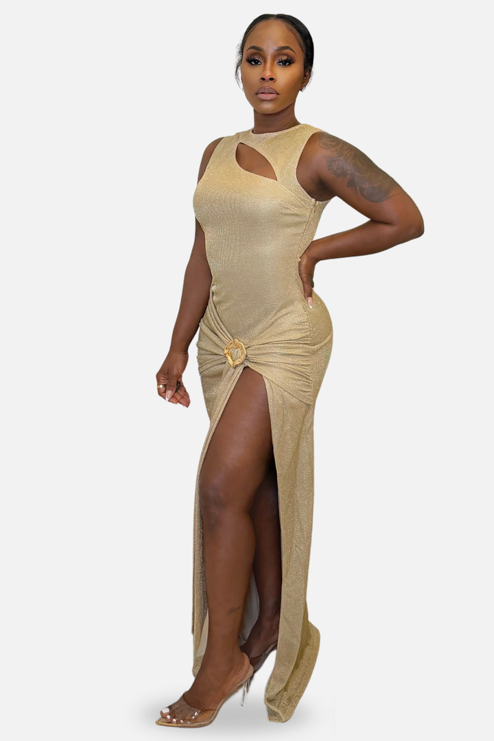Golden Muse Cutout Maxi Dress [Gold]