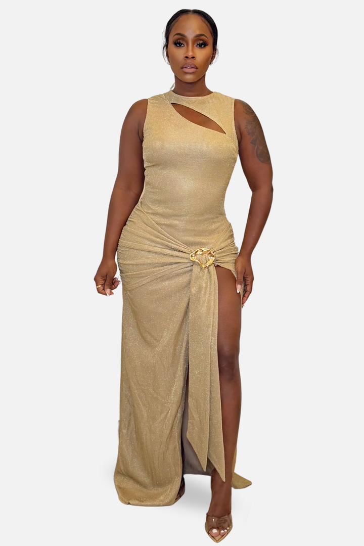 Golden Muse Cutout Maxi Dress [Gold]