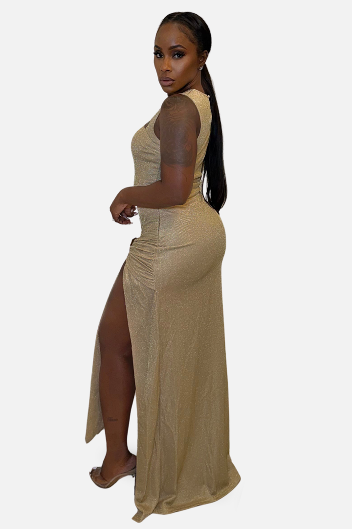 Golden Muse Cutout Maxi Dress [Gold]