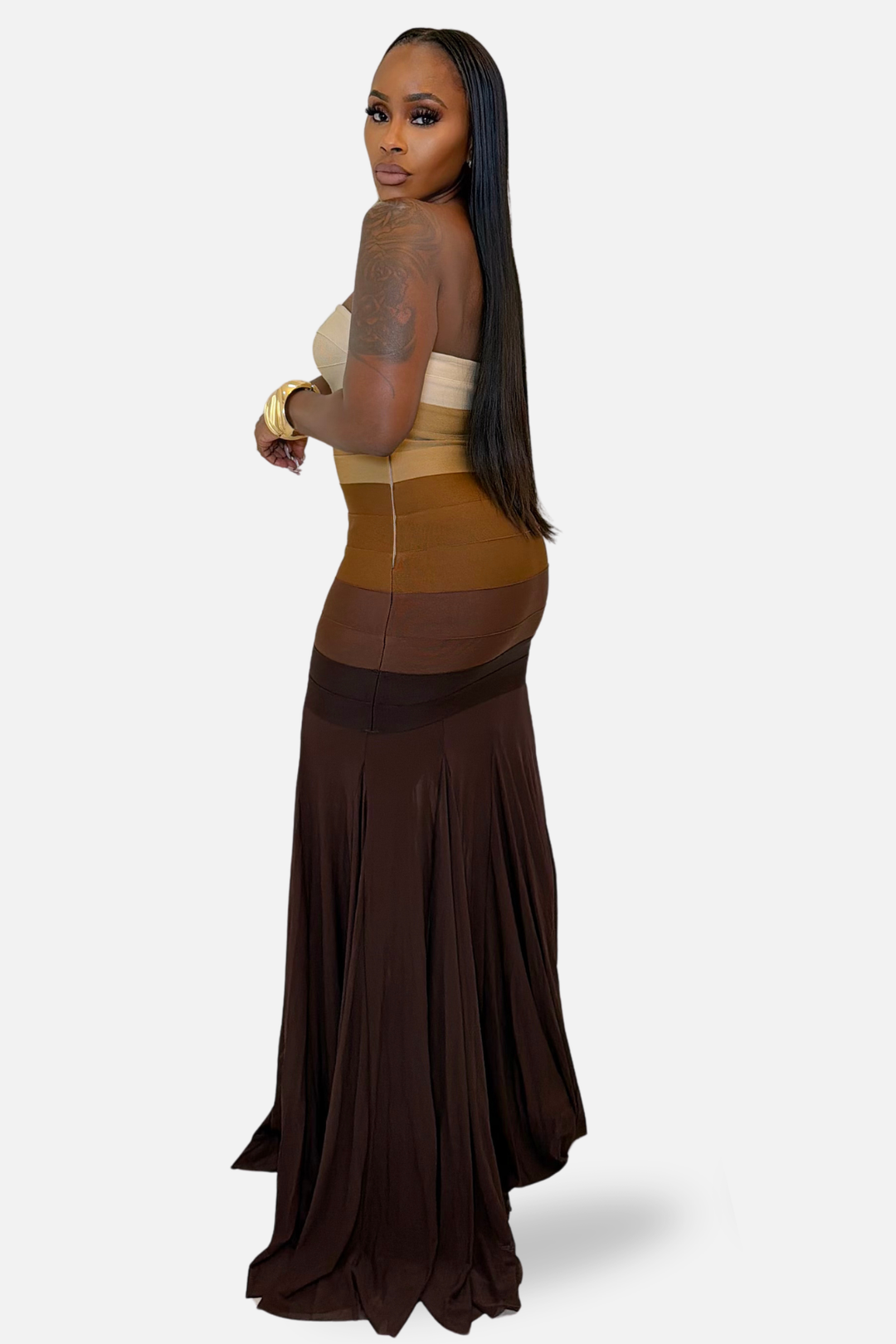 Mocha Muse Ombre Maxi Dress (Brown Multi)