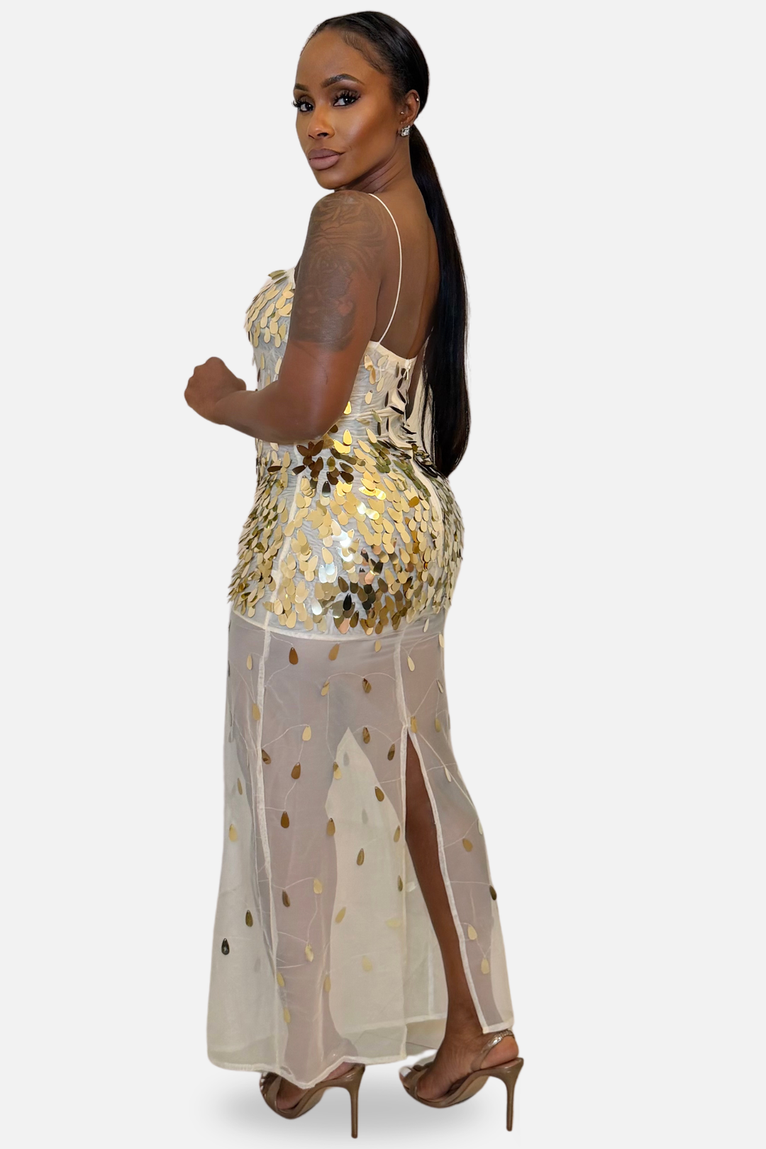 The Golden Hour Sequin Maxi Dress [Champagne Gold]