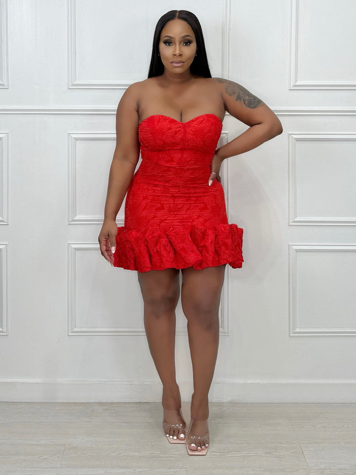 Bows & Laces Mini Tube Dress (Red)