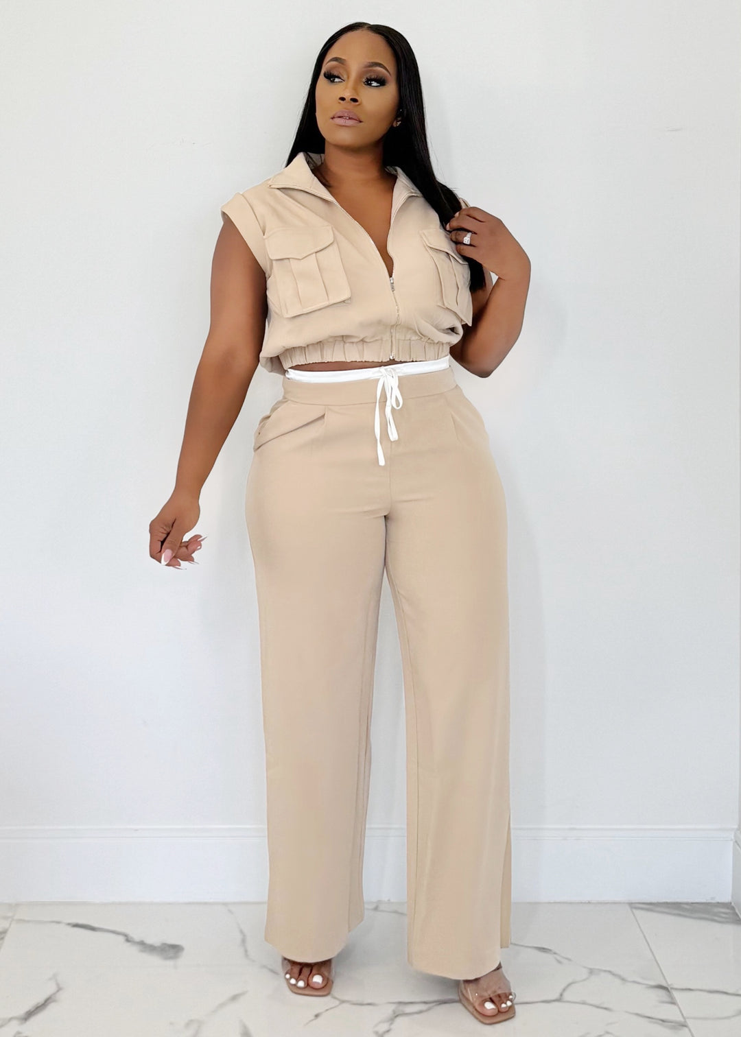 Match It Classy Chic Pant Set (Nude)