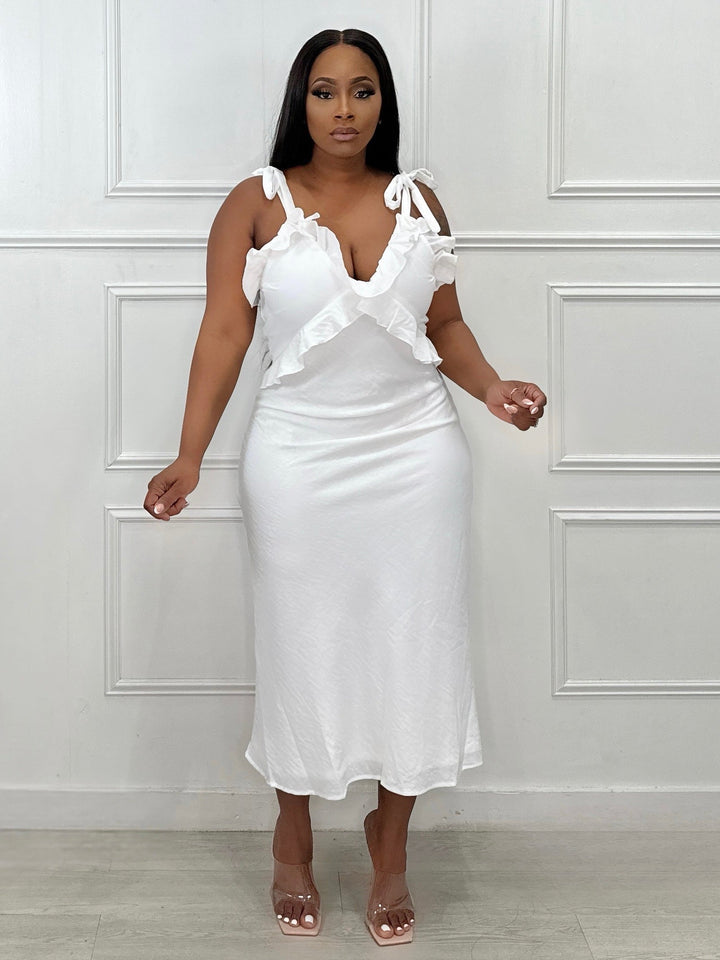 LUnforgettable Slip On Midi Dress (White)