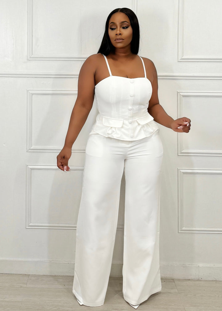 Making Memories Peplum Pant Set (White)