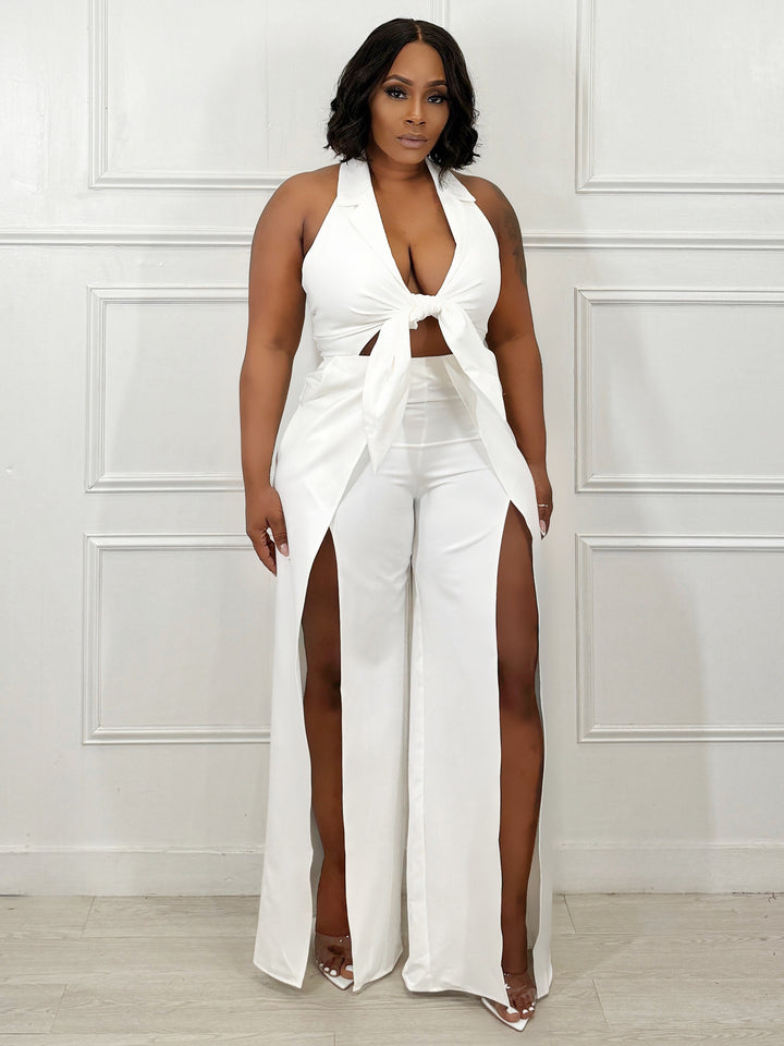 Keep It Chic Split Jumpsuit (White)