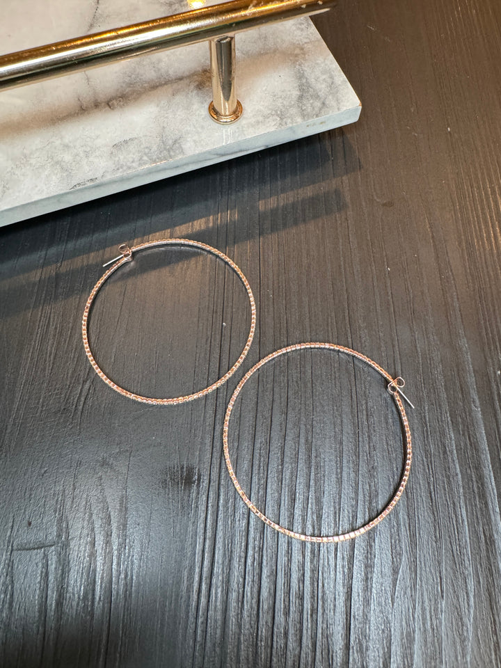 Small Rhinestone Hoop (Rose Gold)