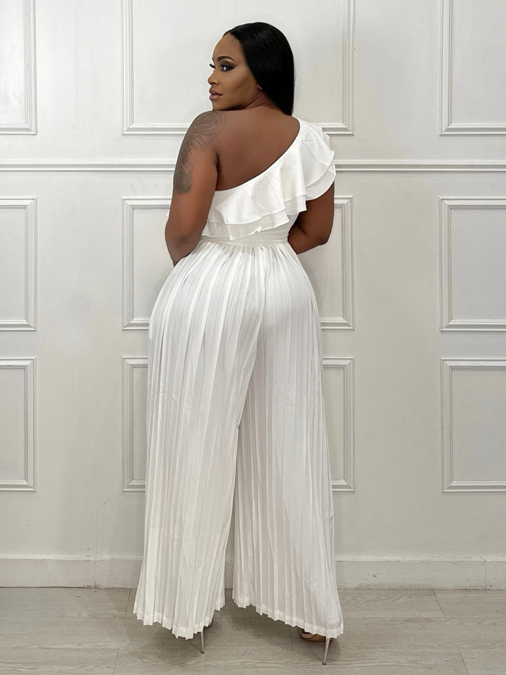 Always On Point One Shoulder Jumpsuit (White)